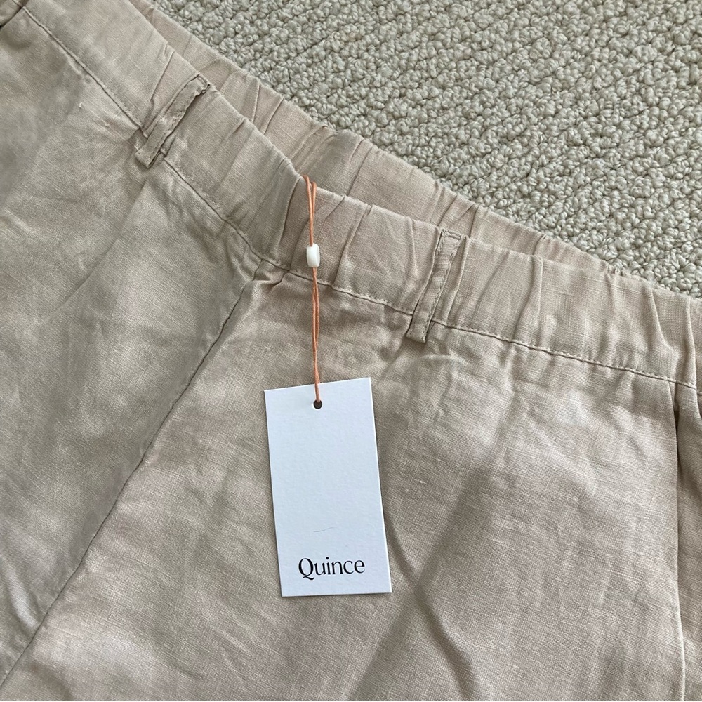 NEW Quince 100% European Linen Pants Trousers Size Large Flax Beige Tan NWT - Picture 7 of 16